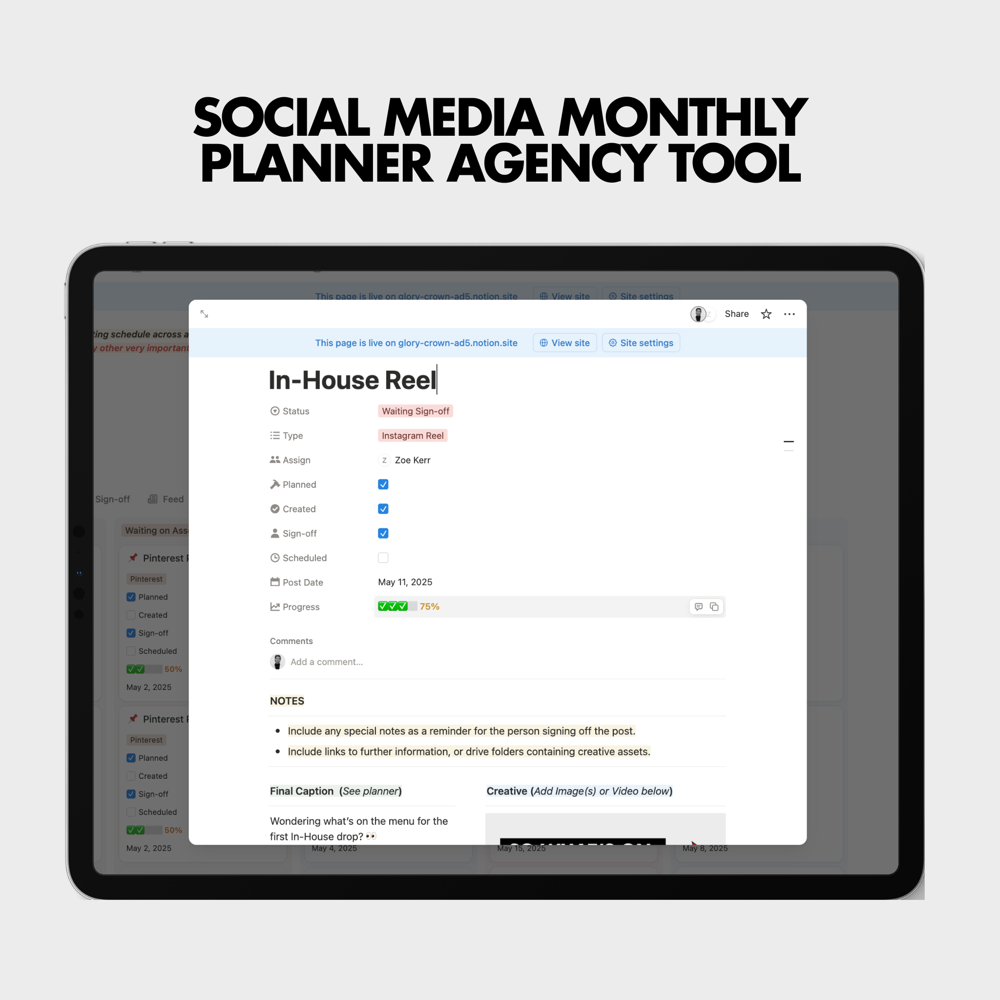 Social Media Monthly Planner | Agency Tool