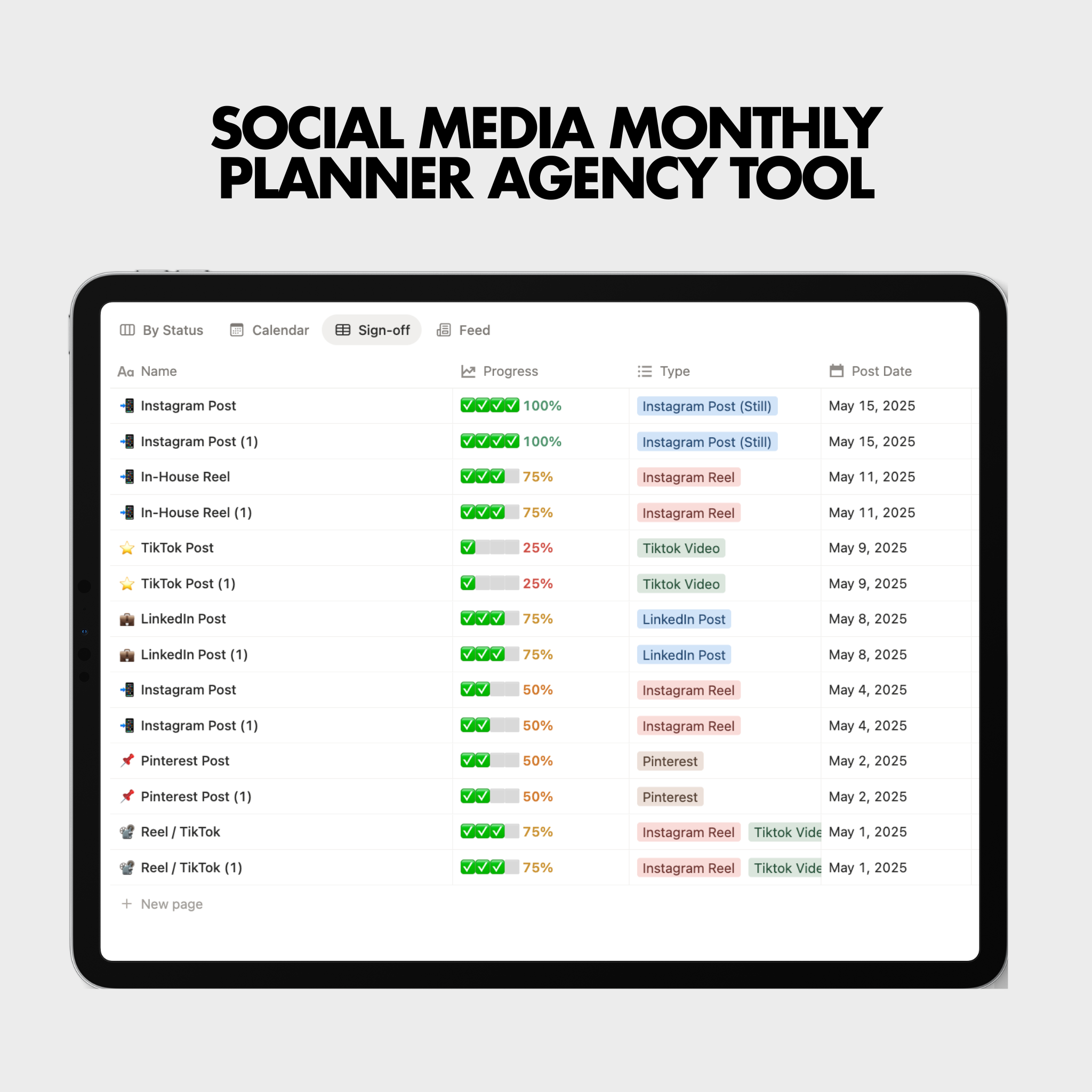 Social Media Monthly Planner | Agency Tool