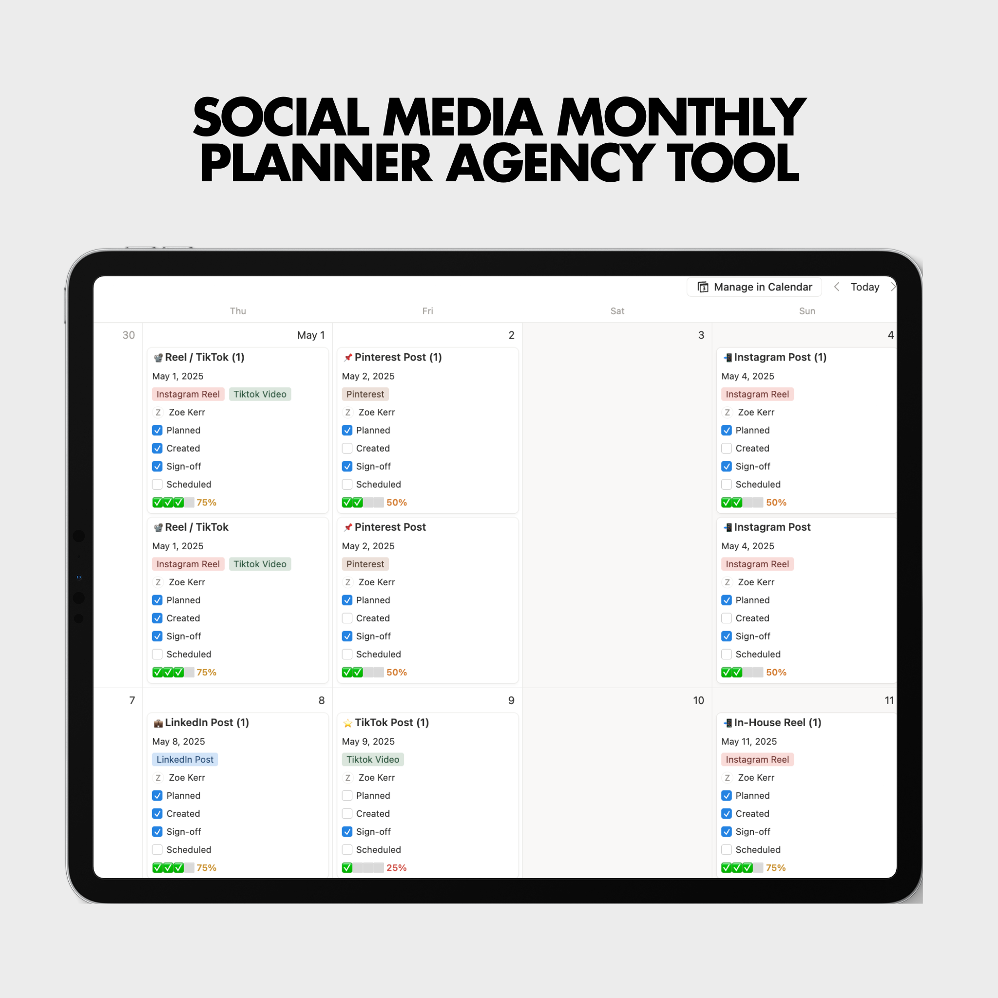 Social Media Monthly Planner | Agency Tool