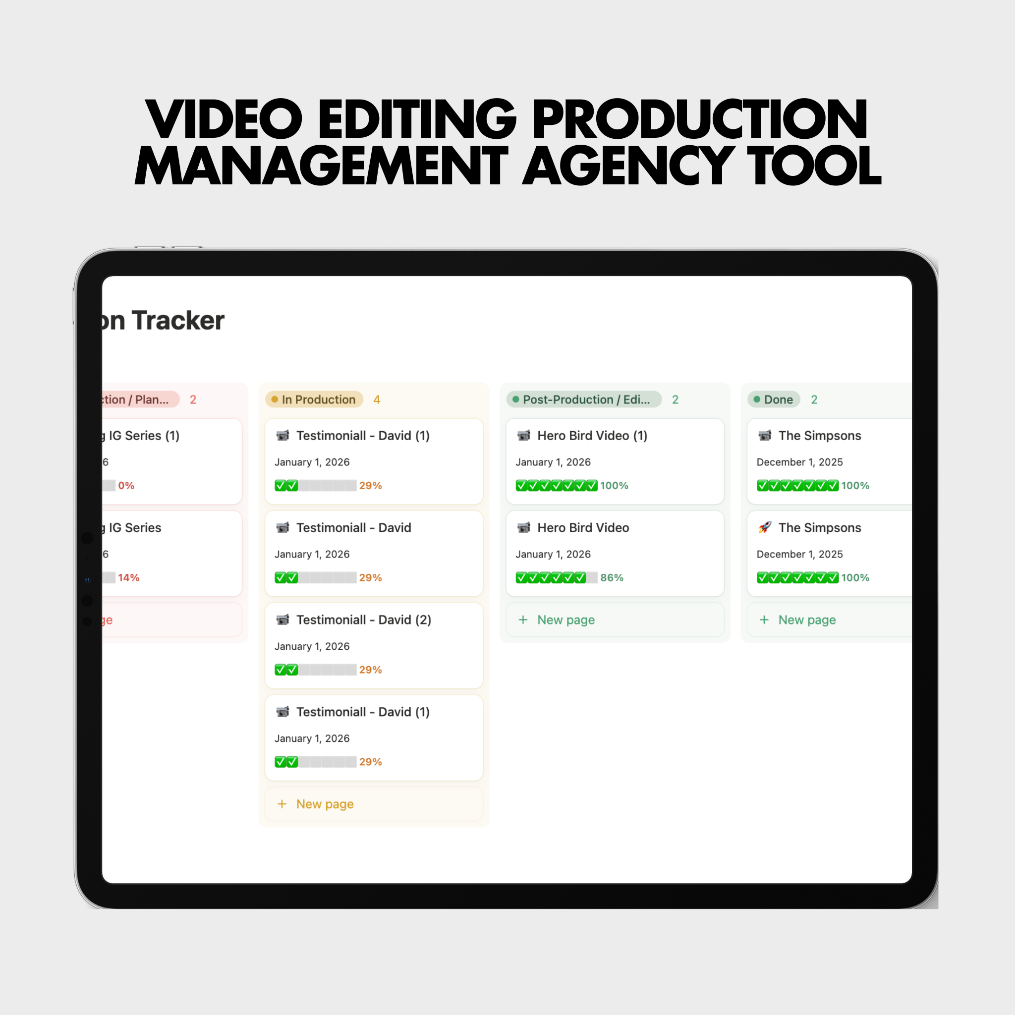 Video Editing Production Management | Agency Tool